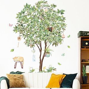 Decal dán tường cho bé Sticker dán tường in chất lượng cao có keo mặt sau mẫu Cây Xanh Mát YJM-AB