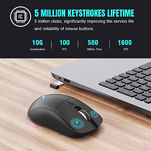 Chuột Led Không Dây Pin sạc T25 Gaming Cổng sạc TypeC chống mỏi cổ tay cho máy tính laptop hàng nhập khẩu