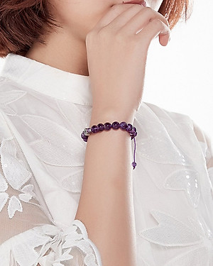 Vòng Đá Thạch Anh Tím Phối Charm Ngọc Quý Gemstones VT29