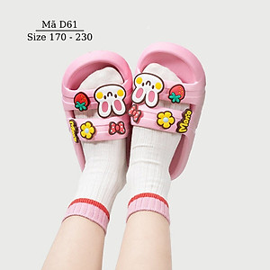 Dép Mario cho bé gái 4 - 12 tuổi thỏ hồng xinh xắn dễ thương đế EVA siêu nhẹ chống trơn trượt thời trang trẻ em mùa hè D61