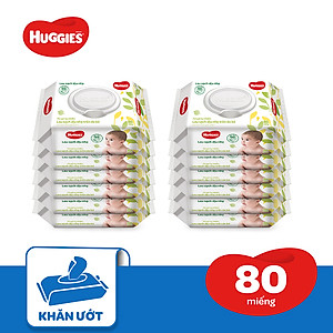 Combo 12 Khăn Ướt Dịu Nhẹ Cho Trẻ Sơ Sinh Huggies (80 Tờ/Gói)
