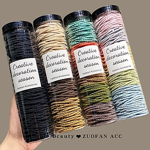 Hộp 100 Dây Cột Tóc Co Giãn Chống Trượt Hàn Quốc Nhiều Màu Sắc