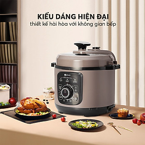 Nồi áp suất cơ Elmich 5L PCE-8792, công suất lớn 1000W, dung tích 5L, tuyệt đối an toàn với van xả tự động được thiết kế trên nắp nồi, bảo hành 24 tháng, đổi trả 12 tháng - Hàng chính hãng