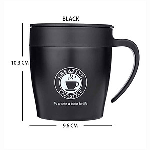 Cốc Cafe Giữ Nhiệt 330ml Chất Liệu Inox 304 Nhỏ Gọn Có Tay Cầm Sang Trọng Kèm Thìa
