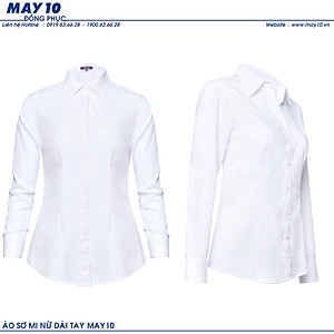 Áo sơ mi nữ sợi tre màu trắng dài tay May 10 mã 010221155WON