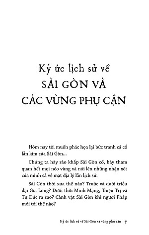 Sách Ký Ức Lịch Sử Về Sài Gòn Và Các Vùng Phụ Cận