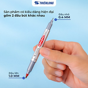 Combo 5/10/20 Bút lông dầu 2 đầu bút Thiên Long PM-04 bám dính tốt trên các vật liệu: Giấy, gỗ,nhựa, thủy tinh, gốm, sứ