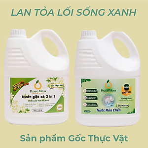 Combo Sản Phẩm Gốc Thực Vật  Peace NGB3 Mass - Nước Giặt Xả 2 in 1 3.6l + Nước Rửa Chén 3.6 lít (Thuộc nhóm Sản phẩm Lành tính )
