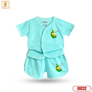 Bộ sơ sinh ngắn tay Babiboo quần áo sơ sinh cho bé cotton tự nhiên - BBC32