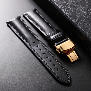 Dây Đồng Hồ Da Bò Italy Cao Cấp Màu Đen Size 15/17/19/21/23/25mm - Dây Da Đồng Hồ Da Bò Thật 100%, Bảo Hành 12T 