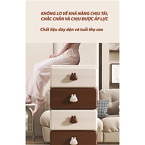 (Ngang 45cm) Tủ Đựng Đồ Đa Năng Hình Gấu Nâu 4/5 Tầng Cho Bé Bằng Nhựa Cao Cấp, Có Bánh Xe Tiện Dụng-Tủ Quần Áo