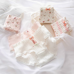 Combo 5 quần lót nữ cotton dễ thương Freesize - Kiểu hoa hồng Rosie (giao màu ngẫu nhiên)
