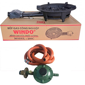  COMBO BẾP GAS CÔNG NGHIỆP HẨM WINDO 280 ( ĐEN ) + TẶNG BÔ VAN DÂY - HÀNG CHÍNH HÃNG