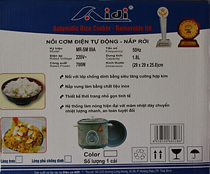 Nồi Cơm Điện Tự Động Nắp Rời Aidi MR-SM 09A (1,8 lít) - Màu Ngẫu Nhiên - Chính Hãng