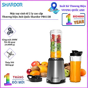 Máy xay sinh tố 2 ly nhãn hiệu Shardor PB615B công suất 300W, dung tích 600 ml - Hàng Nhập Khẩu