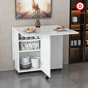 [ Kèm hình thực tế - Miễn phí giao hàng và lắp đặt tại TP.HCM] Bàn ăn thông minh xếp gọn Ohaha có bánh xe - BA026