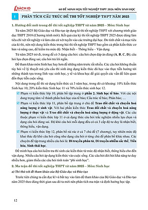 Sách - 60 Đề Minh Họa Tốt Nghiệp THPT 2026 - Môn Sinh Học