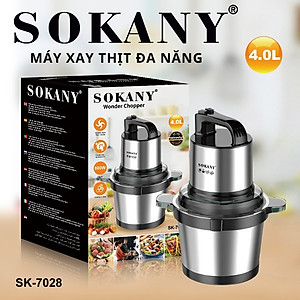 Máy xay thịt, máy xay tói ớt đa năng công suất mạnh mẽ 800W SOKANY SK-7028, dung tích 4L, cối INOX 304 - HÀNG CHÍNH HÃNG - DELIYA