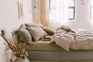 Bộ Chăn Ga Gối Cotton Tici Đơn Sắc LIDACO - Màu Be