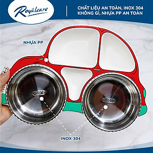 Set khay ăn dặm cho bé bằng Inox và Nhựa cao cấp Royalcare phù hợp ăn BLW, ăn dặm kiểu Nhật và ăn dặm truyền thống 