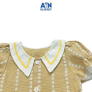 Đầm bé gái họa tiết Caro nhí vàng cổ sơ mi cotton - AICDBGMMOMJL - AIN Closet
