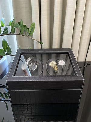 Hộp Đựng Đồng Hồ Cơ 4 Xoay Và 6 Trưng Bày Da Cao Cấp