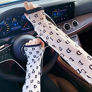 Găng Tay Chống Nắng Dài Hoa Văn Hở Ngón Tiện Dụng Đi Xe