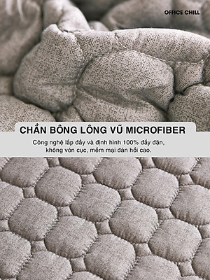 Chiếu Đệm Ngủ Văn Phòng OFFICE CHILL Tấm Đệm Lót Ngủ Chần Bông Microfiber Kháng Khuẩn Thoáng Khí Xếp Gọn
