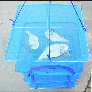 Giỏ Treo Dây Kéo Phơi cá 35x35x65 cm 4 Tầng Có Thể Xếp Gọn - Chính Hãng 