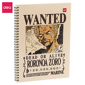 Sổ tay ghi chép gáy xoắn kẻ ngang A5 B5 60 trang hình Vua cướp biển One Piece Deli - Phù hợp học sinh văn phòng - Mẫu ngẫu nhiên - EN004