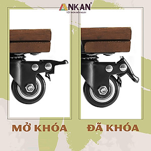 Đế Lót Chậu Cây Có Bánh Xe Cao Cấp ANKAN, Tròn Màu Xám Đen R35cm, Tải trọng 150 Kg, Di Chuyển Chậu Cây Êm Ái, Không Ồn