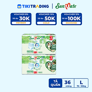 [Mẫu mới] Combo 2 Tã quần SunMate siêu mềm mại G1 mới size L-16+2 miếng
