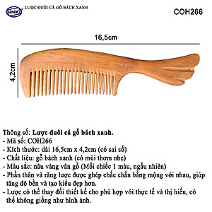 Lược đuôi cá gỗ Bách Xanh mùi thơm nhẹ (Size: M - 16cm) COH266 - Ghép Răng Tăng Độ Bền Khi Chải Tóc - Chải tóc làm dịu tâm trí, đỡ căng thẳng - Giúp Tóc Suôn & Mềm Không Làm Rụng