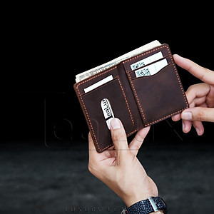 Ví Đứng Mini Da Sáp Handmade LEALUX Mini Handmade 5