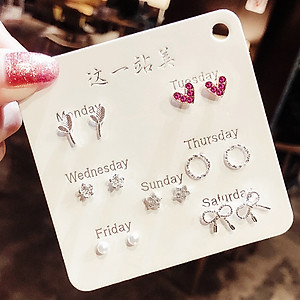 Hot hot combo 7 đôi bông tai cho cả tuần dễ thương