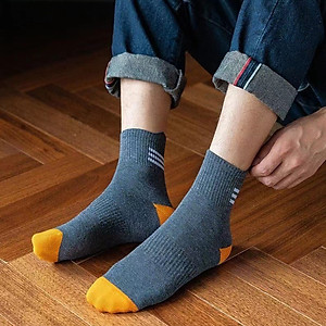 Combo 5 đôi tất vớ nam cổ cao, vớ Cotton co dãn thoáng mát