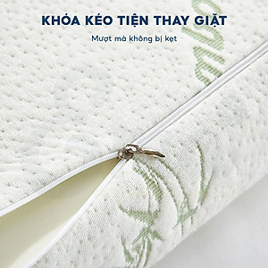 Gối cao su non người lớn EMA kèm vỏ sợi tre kháng khuẩn, thiết kế lượn sóng, chống đau cổ vai gáy