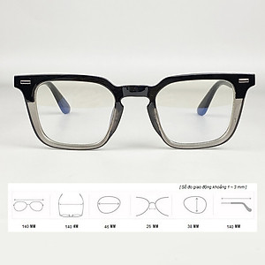 Kính Giả Cận, Gọng Kính Cận Nam Nữ, Mắt Vuông To Góc Cạnh, Phối Màu Đen Ombre Độc Lạ, Thời Trang - BLUE LIGHT