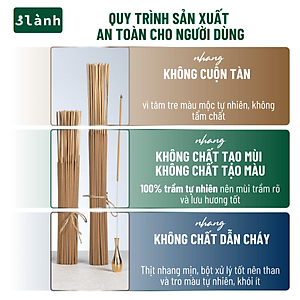 Nhang Trầm Hương 3 Lành Đặc Biệt Cao Cấp Thượng Hạng 23-30-40cm, 100gr Tự Nhiên 100% Thờ Cúng