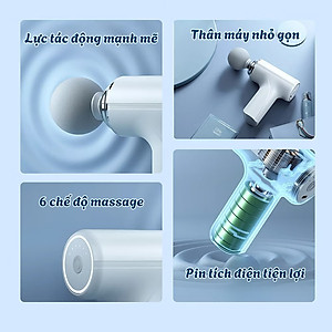 [LOẠI 1 PIN KHỎE]Máy Massage Cầm Tay Mini Súng mát-xa Cầm Tay Đấm Lưng Trị Liệu Cổ Vai Gáy 4 Đầu 6 Chế Độ FUJIMAX
