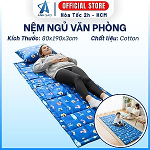 Combo nệm ngủ trưa văn phòng cao cấp A 80x190cm + 1 gối hơi 35 x 50 cm - tặng kèm 1 vỏ gối cotton poly cùng màu