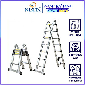 Thang nhôm rút chữ A, Hàng chính hãng NIKITA - An toàn, tiện dụng, đa năng