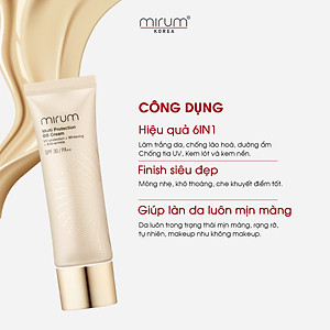 Kem BB 6in1 Mirum làm trắng da, chống lão hoá, dưỡng ẩm, chống tia UV, Lót và nền 50g Mirum Multi Protection BB cream SPF30/PA++ 