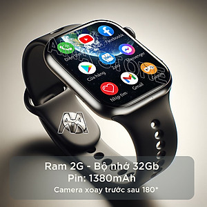 Đồng hồ Thông minh Android Camera xoay 180 màn hình cong AMA Smartwatch S16 Black Lắp sim nghe gọi độc lập Kết nối Wifi Tải app CH. Play như Điện thoại FB Skyper xem phim chơi game cho Trẻ em Học sinh Người lớn AMA Smartwatch S16 2024 hàng nhập khẩu
