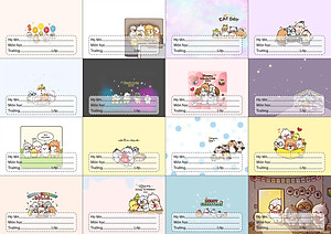 Nhãn vở set 80 nhãn vở hình cute . dễ thương đáng yêu