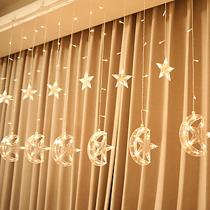Dây Đèn LED Rèm Trăng Sao Chống Thấm Nước Trang Trí Ngoài Trời - Dài 2.5 Mét