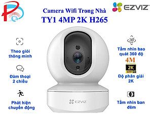 Camera WIFI EZVIZ TY1 4MP, Độ Phân Giải 2K, Đàm Thoại 2 Chiều, Hồng Ngoại Đêm 10m, Xoay Dọc 55 Độ Xay Ngang 360 Độ - Hàng Chính Hãng