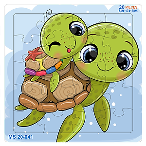 05 bộ tranh xếp hình 20 mảnh size 17x17cm – đồ chơi trí tuệ cho bé từ 2 tuổi – Combo Động vật dễ thương 3