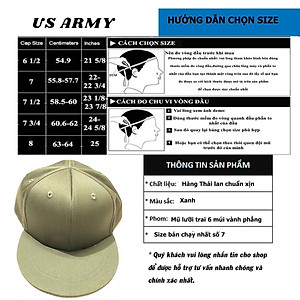 Mũ Lưỡi Trai Lính Mỹ US ARMY U553, Nón Kết Vành Phẳng, Màu Lính, Kiểu Dáng Mũ 6 Múi Phong Cách Soái Ca-HÀNG CHÍNH HÃNG