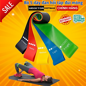 Bộ 5 Dây Đàn Hồi Tập Gym Yoga, Dây Kháng Lực, Dây Đàn Hồi Tập Thể Dục- Hàng Chính Hãng